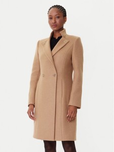 Rinascimento Płaszcz wełniany CFC0126218003 Beżowy Regular Fit