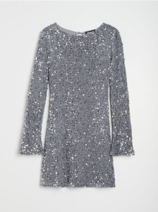 Sukienka mini z cekinami - srebrny