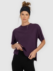 4F T-shirt loose gładki damski - fioletowy M