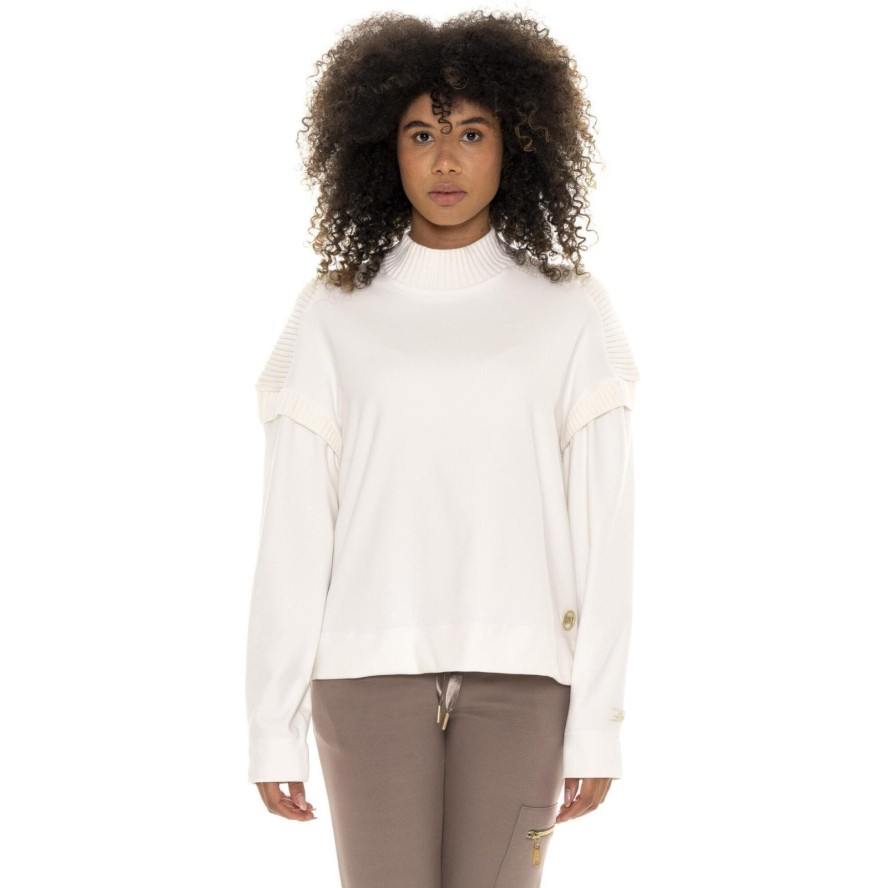 Leone 1947 Warm Touch Women, bluza, Rundhalsausschnitt und Strickeinsätzen