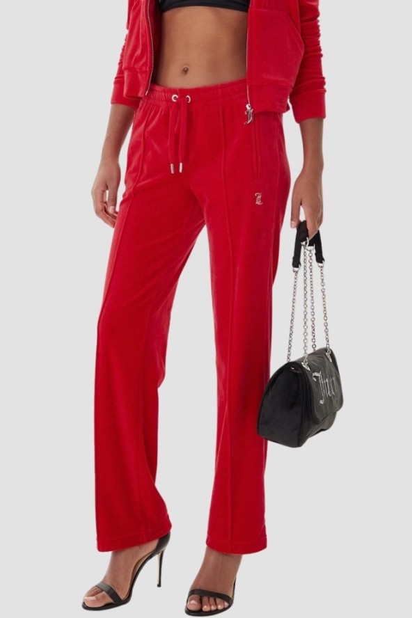JUICY COUTURE Czerwone spodnie dresowe damskie z cyrkoniami Tina, Rozmiar XS