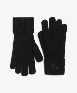 superdry rękawiczki Soft Rib dziane – miękkie i ciepłe – Black