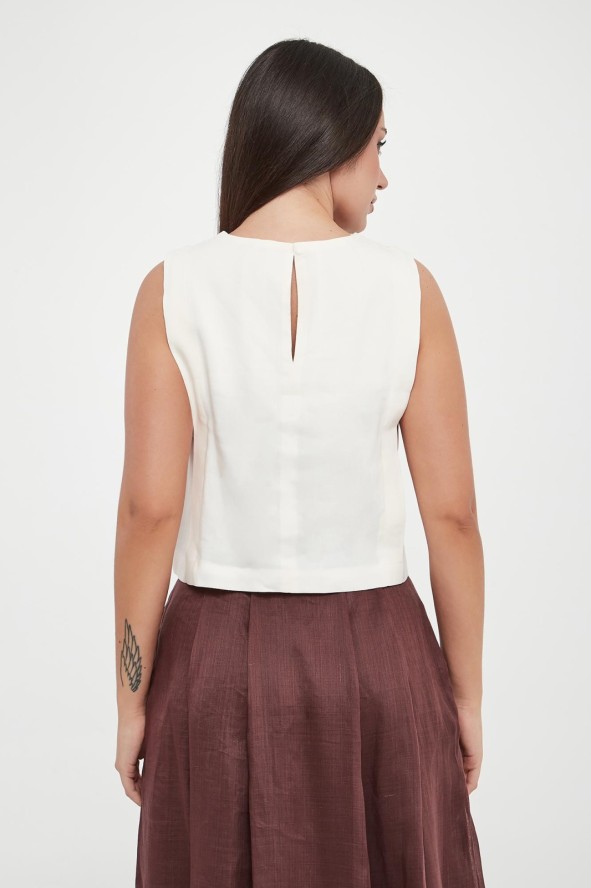 Top damski lniany Unione MARELLA MONOCHROME