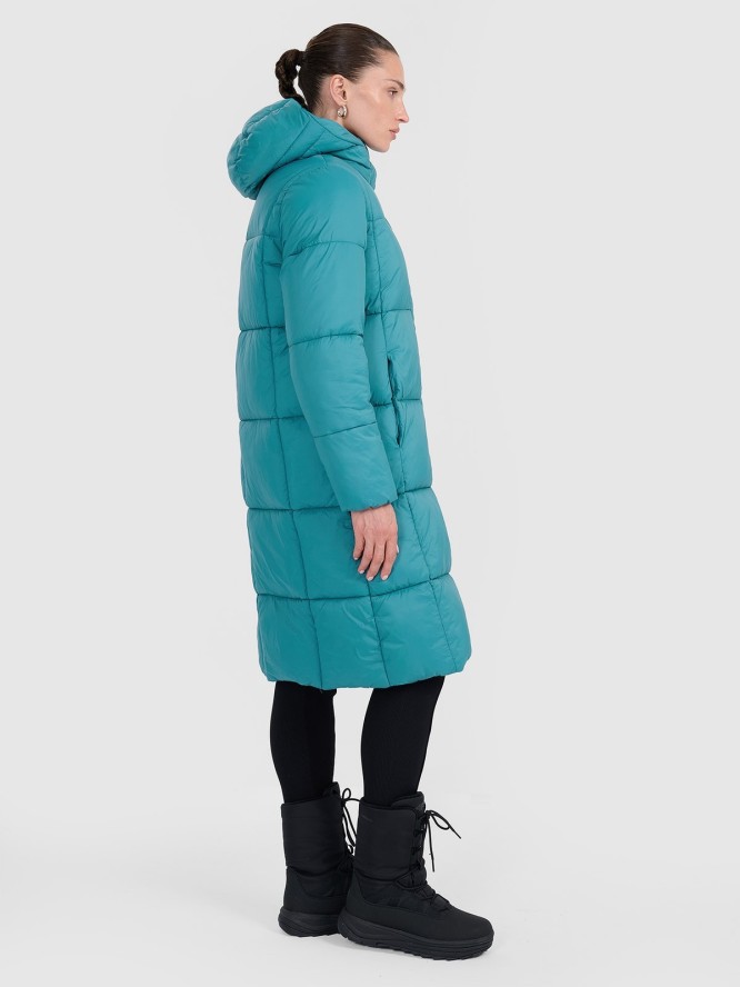 4F Płaszcz puchowy z wypełnieniem syntetycznym damski - turkusowy S