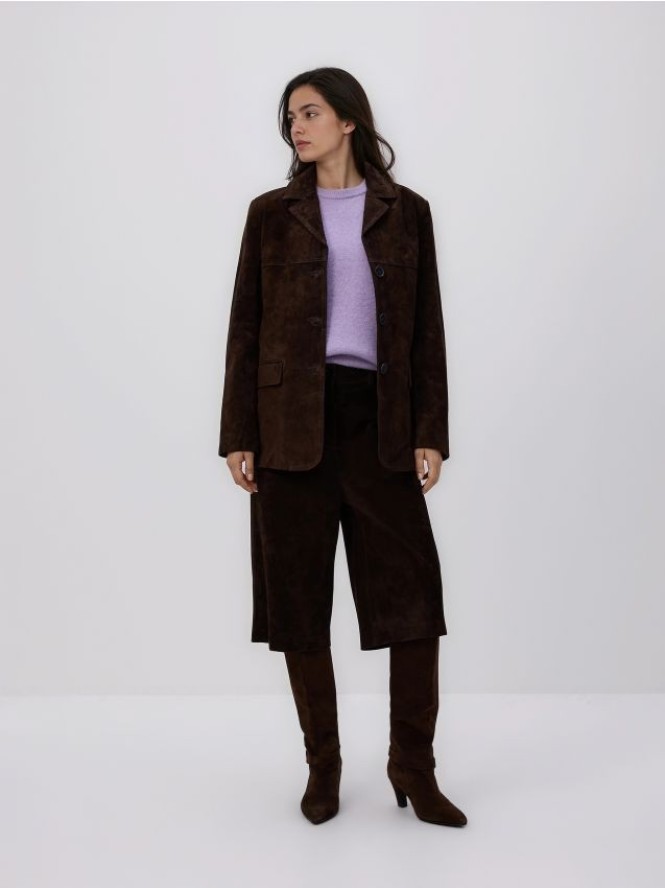 Skórzana marynarka - ciemnobrązowy