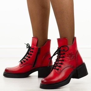 Czerwone skórzane botki damskie Vinceza 39950