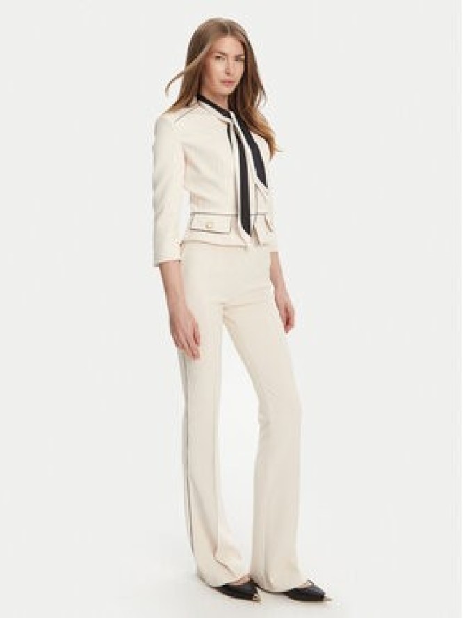 Elisabetta Franchi Spodnie materiałowe PA-084-51E2 Écru Regular Fit