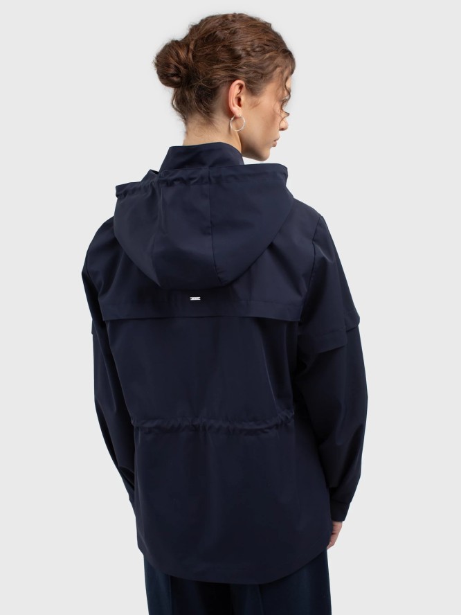 Kurtka damska przeciwdeszczowa z regulacją w tali granatowa Nafula 403