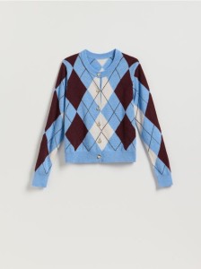 Wełniany kardigan ze wzorem - wielobarwny