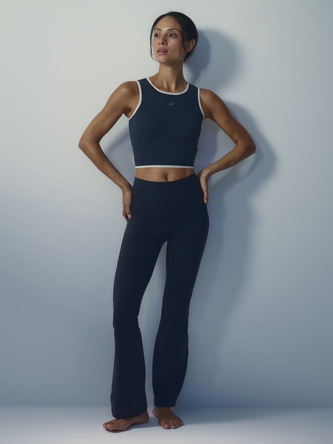 4F Crop top do jogi szybkoschnący damski - granatowy M