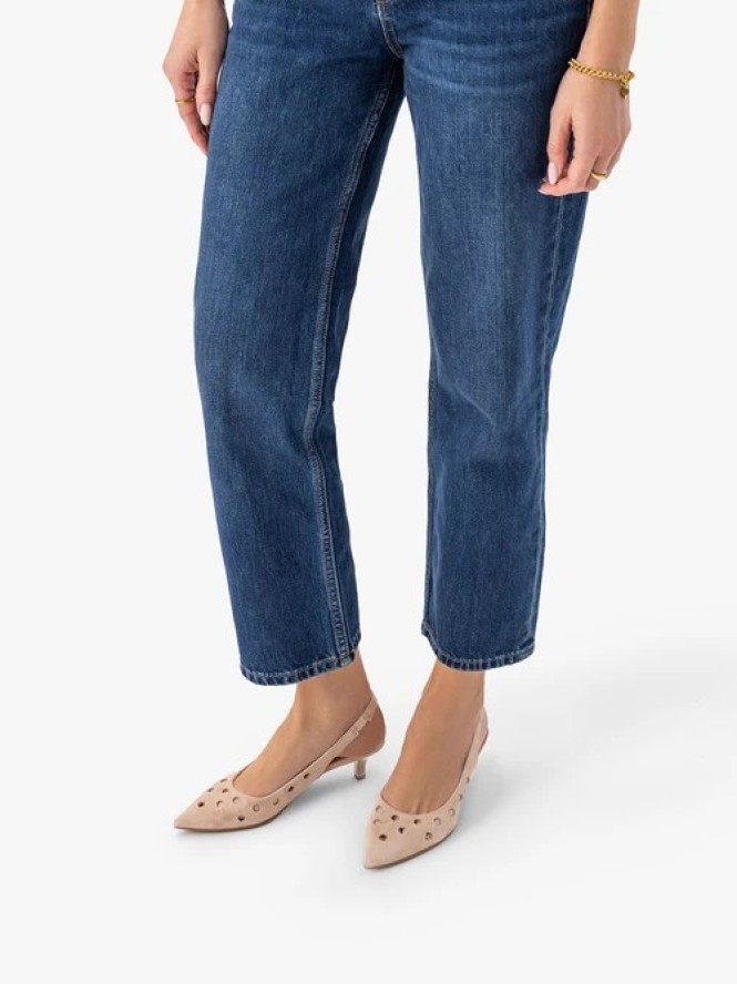 Brudnoróżowe wycinane czółenka bez pięty slingback