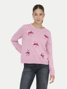ONLY Sweter Xmas Shine 15355004 Różowy Regular Fit