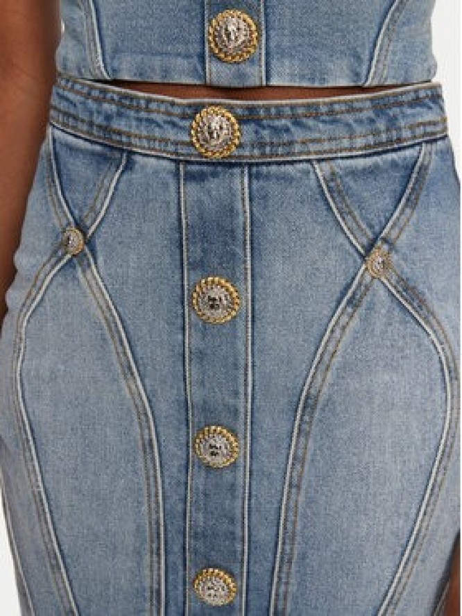 Balmain Spódnica jeansowa DF1LBA22DE53 Niebieski Slim Fit