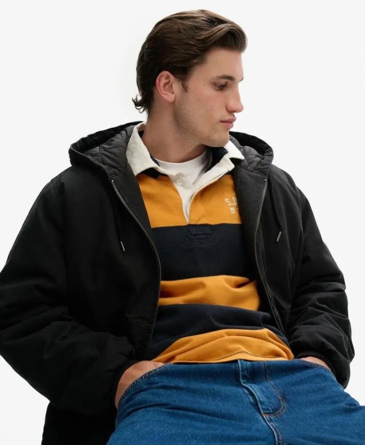 superdry Kurtka z kapturem Canvas Surplus z bawełny z pikowaną podszewką