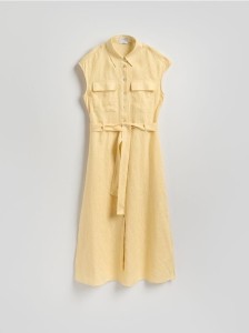Sukienka szmizjerka z lnu - jasnożółty