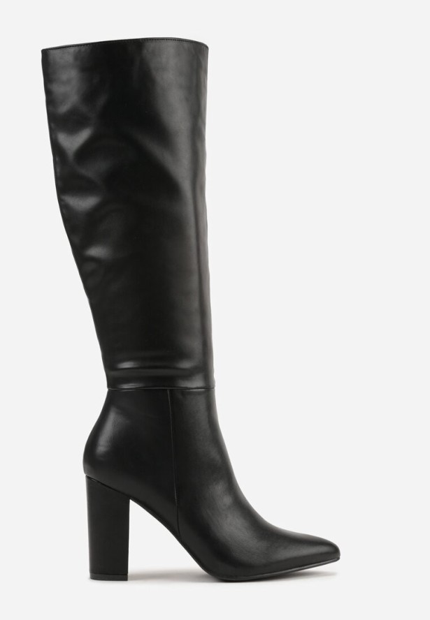 Czarne Eleganckie Kozaki Vices na Słupku ze Szpiczastym Noskiem Lanirrea