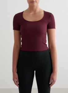 Damski top szybkoschnący, second skin, prążkowany Ribbed Performance wiśniowy