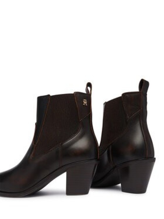 Tommy Hilfiger Botki Leather Western Chelsea Boot FW0FW09582 Brązowy