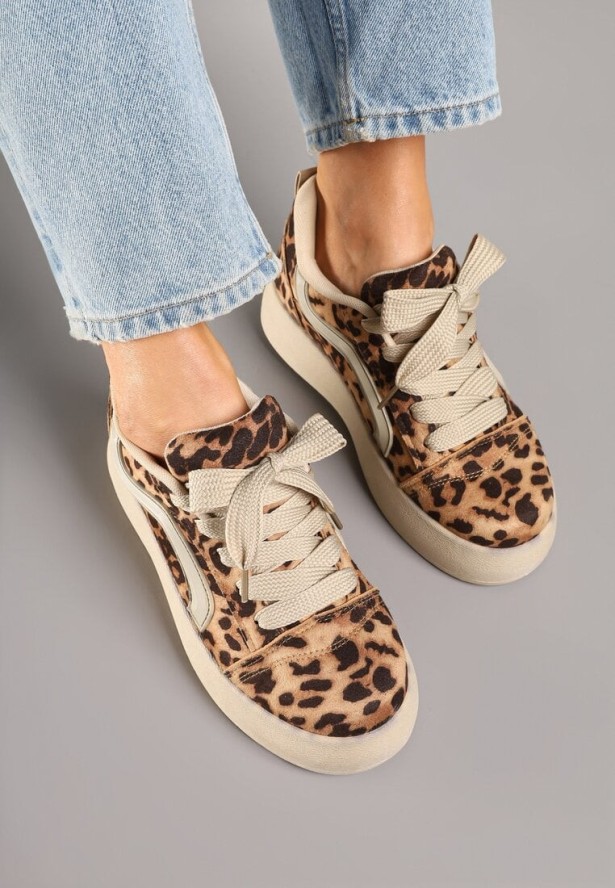 Panterkowe Sneakersy Kultowe Tenisówki na Grubej Podeszwie Nurisora