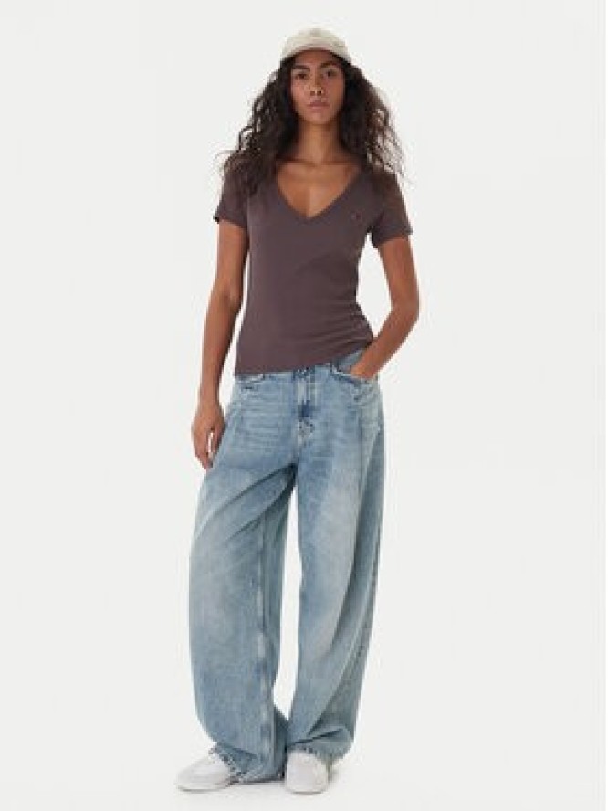 Tommy Jeans T-Shirt Essential DW0DW17385 Brązowy Slim Fit