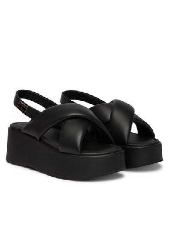 Tommy Jeans Sandały Padded Strap Wedge Sandals EN0EN02946 Czarny