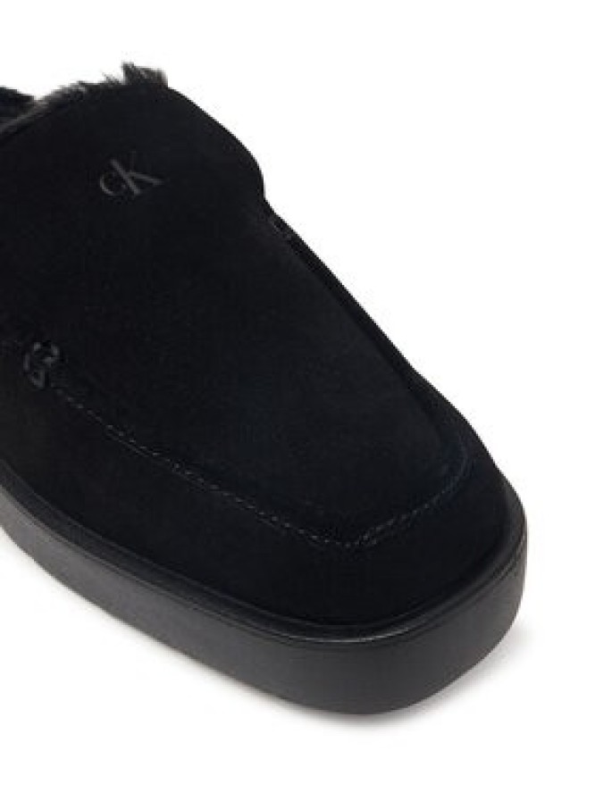 Calvin Klein Klapki Flatform Mule Suede WL HW0HW03182 Czarny