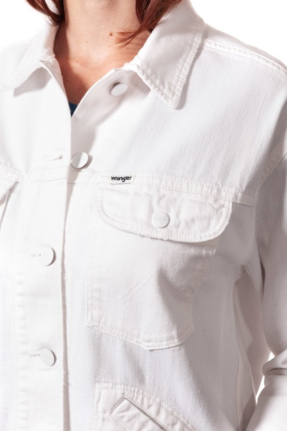 DAMSKA KURTKA JEANSOWA WRANGLER RETRO JACKET WHITE DAMAGED W415DM12Q 112128781