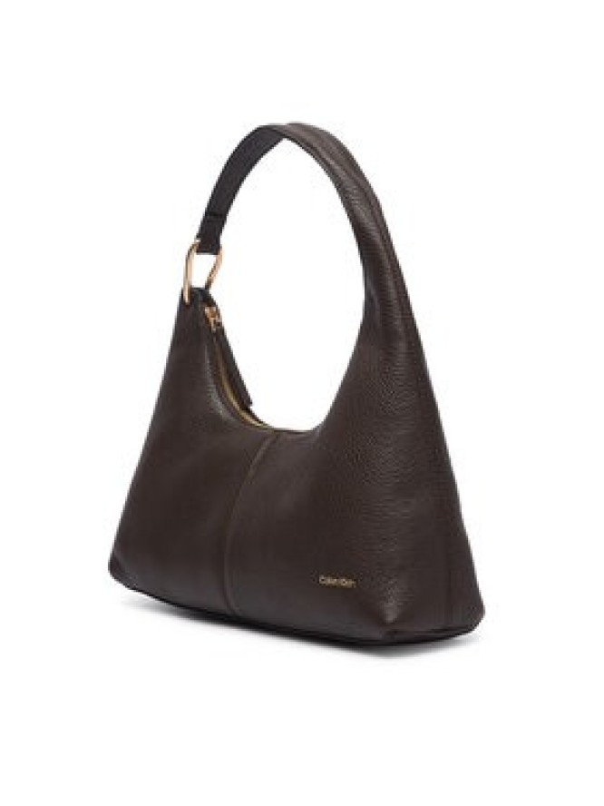 Calvin Klein Torebka Slouchy Leather Shoulder Bag LV04F3657G Brązowy