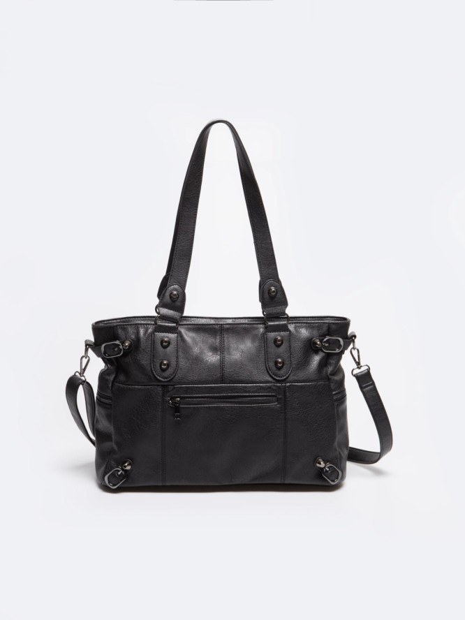 Torebka damska do ręki z dodatkowym paskiem czarna Vitea 906