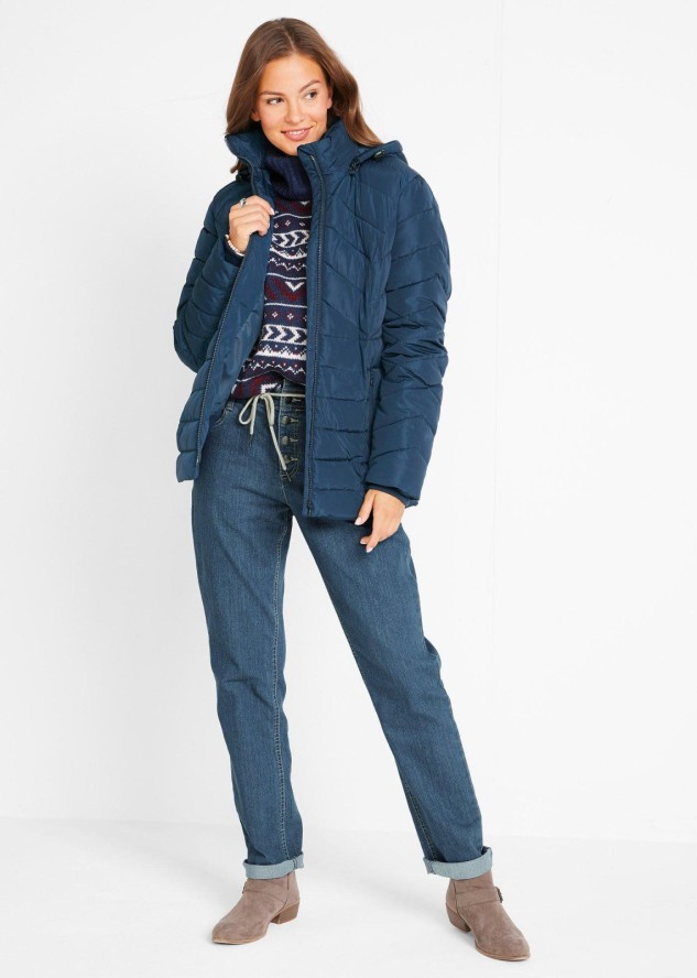 Lekka kurtka pikowana z odpinanym kapturem