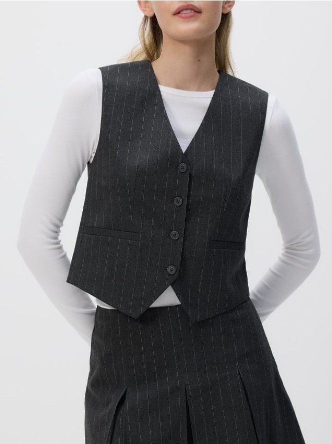 Garniturowa kamizelka z wiskozą - ciemnoszary