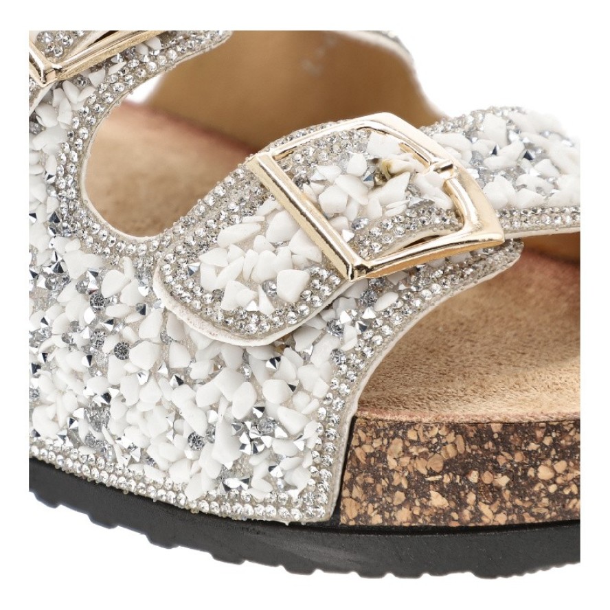 Białe Klapki Sca'Viola Eleganckie Obuwie Damskie