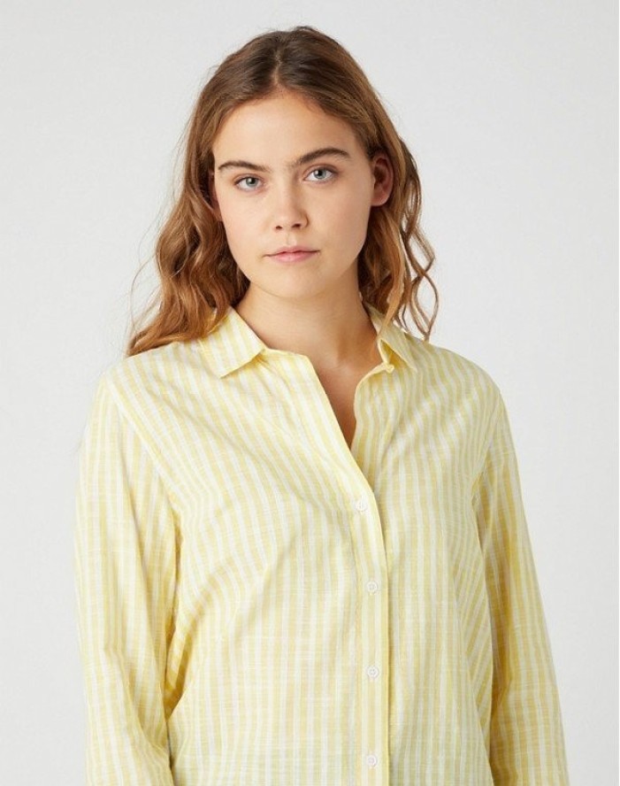 DAMSKA KOSZULA MATERIAŁOWA WRANGLER STRIPE SHIRT BUTTERCUP YELLO W5R6BDXJF 112130317