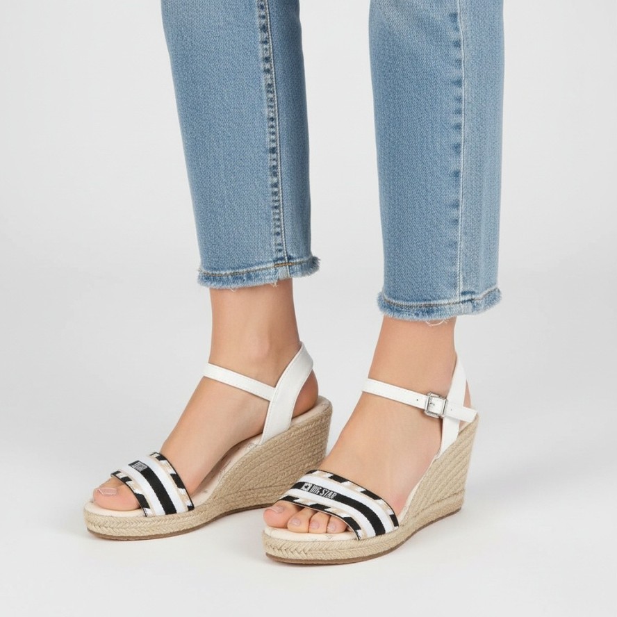 Białe Sandały Big Star Modne Espadryle Damskie