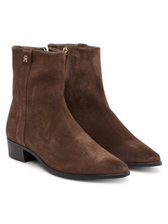 Tommy Hilfiger Botki Pointy Zip Bootie FW0FW08981 Brązowy