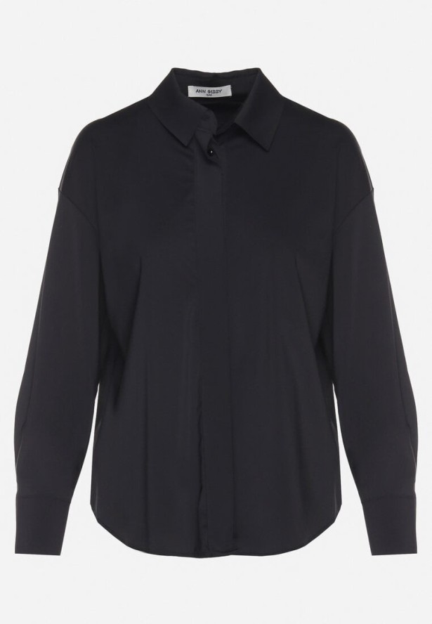 Czarna Klasyczna Koszula z Wiskozą Napvia