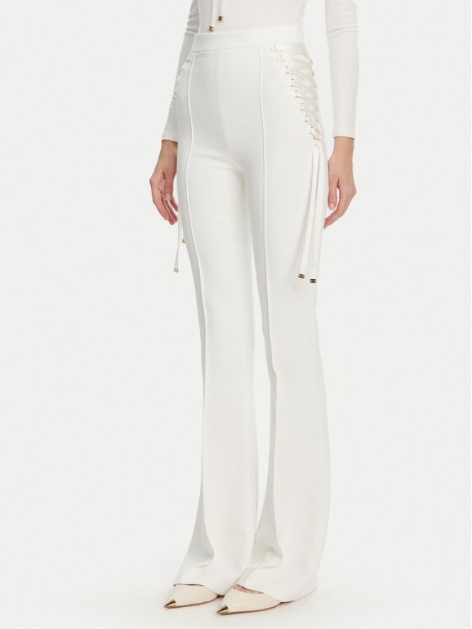 Elisabetta Franchi Spodnie materiałowe PA-083-51E2 Biały Regular Fit