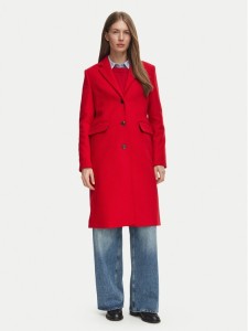 Tommy Hilfiger Płaszcz wełniany Classic WW0WW51106 Czerwony Regular Fit