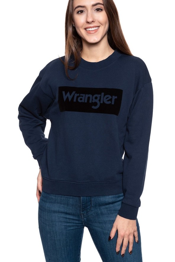BLUZA WRANGLER HIGH RIB RETRO SWEAT NAVY W6N0HA114 112130760