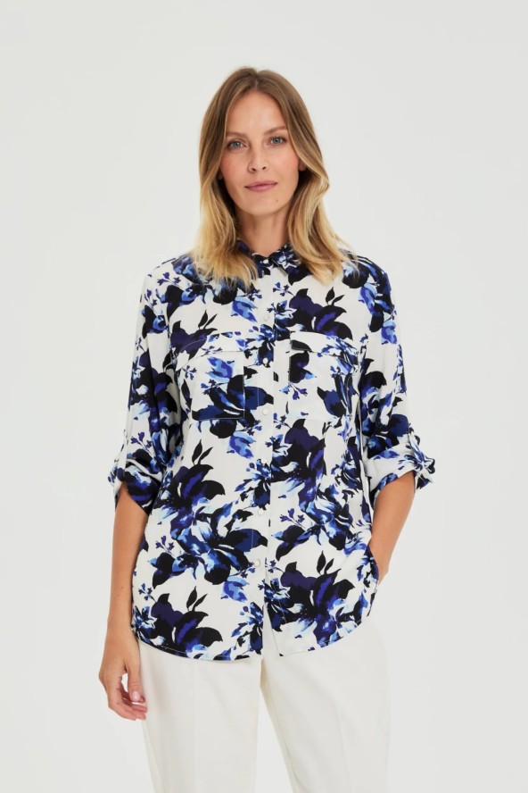 Koszula w kwiaty biała