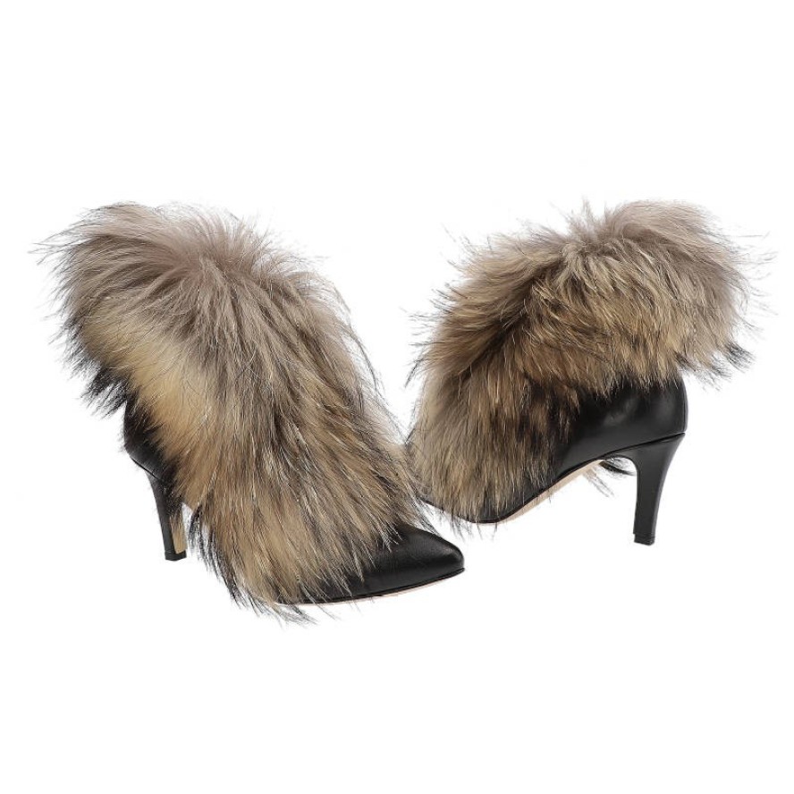 Czarne Botki Damiss Z Naturalnym Futrem Jenot