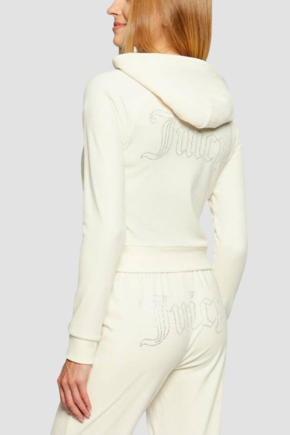 JUICY COUTURE Kremowa bluza damska Madison Outline Hoodie, Rozmiar XS
