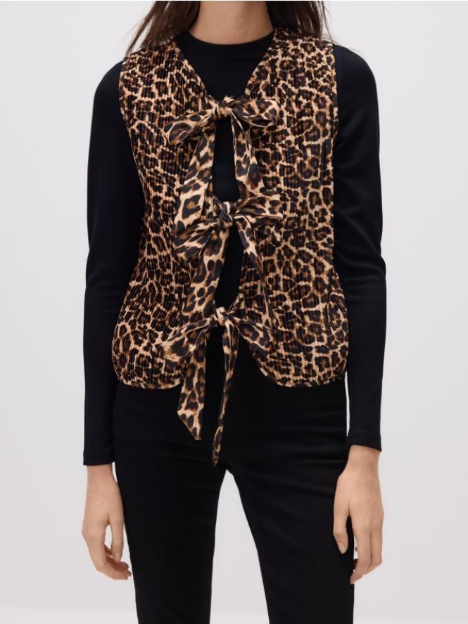 Kamizelka z wiązaniami - beżowy