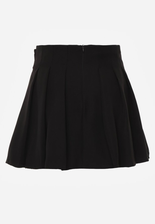 Czarna Kopertowa Spódnica Mini w Stylu Cargo z Paskami Eire
