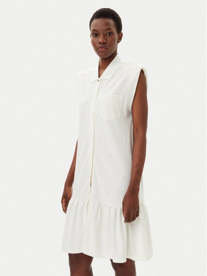 Liu Jo Sport Sukienka koszulowa TA5191 J5942 Écru Regular Fit