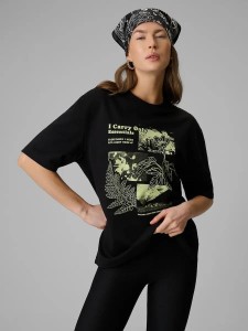 T-shirt loose z nadrukiem damski 4F 4FRSS26TTSHF3705