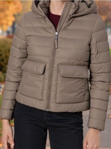 Pikowana kurtka z ociepleniem - brązowy