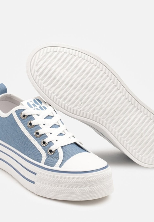 Jasnoniebieskie Trampki na Grubej Podeszwie z Cyrkoniami Asgerda