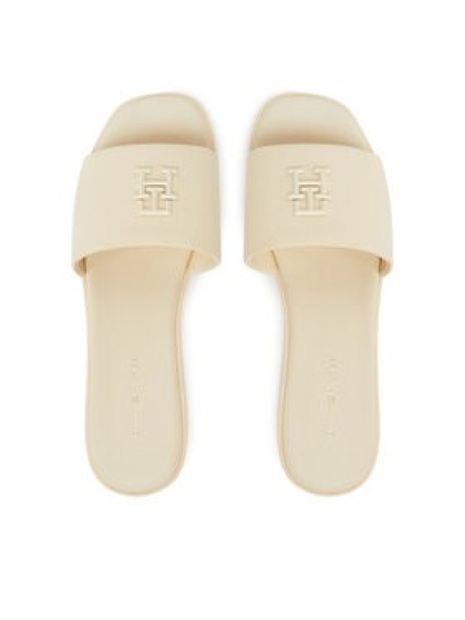 Tommy Hilfiger Klapki Th Logo Hardware Leather Mule FW0FW08806 Écru