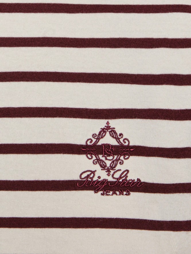 Bluzka damska w paski beżowo-bordowe Alerra 604